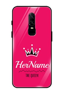 Oneplus 6 Glass Phone Case Queen with Name