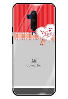 Oneplus 7T Pro Custom Glass Mobile Case  - Red Love Pattern Design