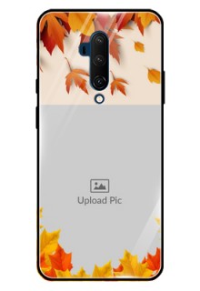 Oneplus 7T Pro Photo Printing on Glass Case  - Autumn Maple Leaves Design