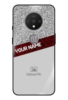 OnePlus 7T Personalized Glass Phone Case  - Image Holder with Glitter Strip Design