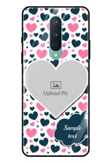 OnePlus 8 Custom Glass Phone Case  - Pink & Blue Heart Design