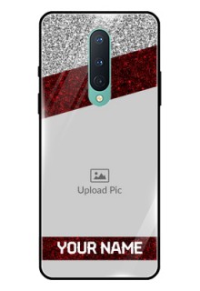 OnePlus 8 Personalized Glass Phone Case  - Image Holder with Glitter Strip Design