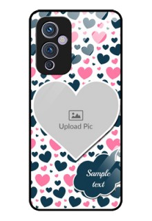 Oneplus 9 5G Custom Glass Phone Case - Pink & Blue Heart Design