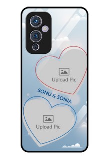 Oneplus 9 5G Custom Glass Mobile Case - Blue Color Couple Design 