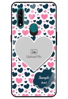 Oppo A31 Custom Glass Phone Case  - Pink & Blue Heart Design