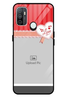 Oppo A33 2020 Custom Glass Mobile Case  - Red Love Pattern Design