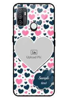 Oppo A33 2020 Custom Glass Phone Case  - Pink & Blue Heart Design
