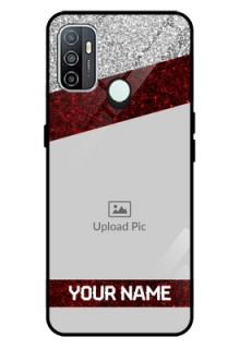 Oppo A33 2020 Personalized Glass Phone Case  - Image Holder with Glitter Strip Design