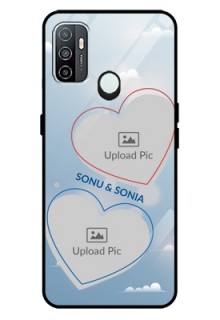 Oppo A33 2020 Custom Glass Mobile Case  - Blue Color Couple Design 