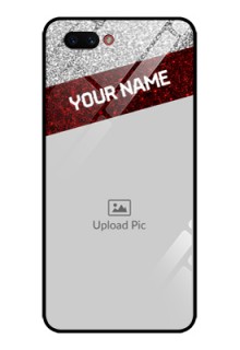 Oppo A3s Personalized Glass Phone Case  - Image Holder with Glitter Strip Design
