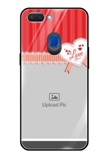 Oppo A5 Custom Glass Mobile Case  - Red Love Pattern Design