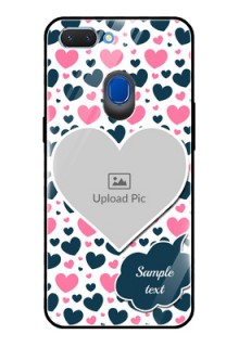 Oppo A5 Custom Glass Phone Case  - Pink & Blue Heart Design