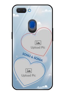 Oppo A5 Custom Glass Mobile Case  - Blue Color Couple Design 