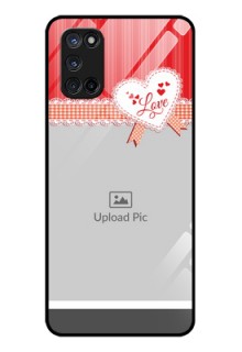 Oppo A52 Custom Glass Mobile Case - Red Love Pattern Design