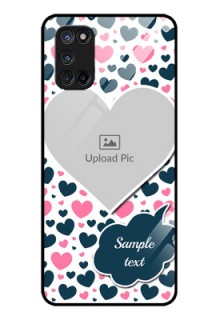 Oppo A52 Custom Glass Phone Case - Pink & Blue Heart Design