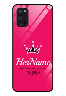 Oppo A52 Glass Phone Case Queen with Name