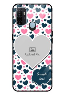 Oppo A53 Custom Glass Phone Case  - Pink & Blue Heart Design