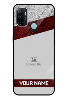 Oppo A53 Personalized Glass Phone Case  - Image Holder with Glitter Strip Design