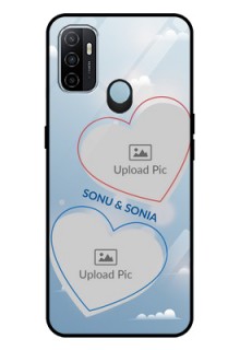 Oppo A53 Custom Glass Mobile Case  - Blue Color Couple Design 