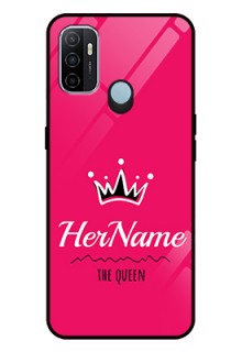 Oppo A53 Glass Phone Case Queen with Name