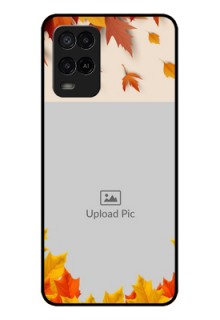 Oppo A54 Photo Printing on Glass Case - Autumn Maple Leaves Design
