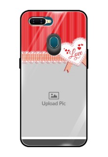 Oppo A7 Custom Glass Mobile Case  - Red Love Pattern Design