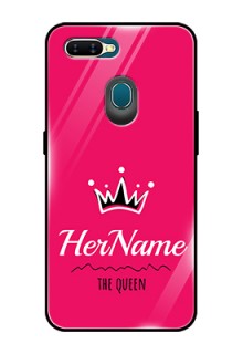 Oppo A7 Glass Phone Case Queen with Name