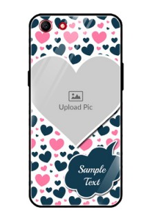 Oppo A83 Custom Glass Phone Case  - Pink & Blue Heart Design