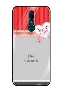 Oppo A9 Custom Glass Mobile Case  - Red Love Pattern Design