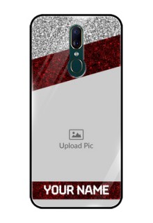 Oppo A9 Personalized Glass Phone Case  - Image Holder with Glitter Strip Design