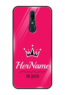 Oppo A9 Glass Phone Case Queen with Name
