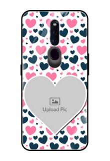 Oppo F11 Pro Custom Glass Phone Case  - Pink & Blue Heart Design