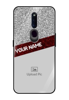 Oppo F11 Pro Personalized Glass Phone Case  - Image Holder with Glitter Strip Design