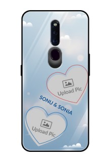 Oppo F11 Pro Custom Glass Mobile Case  - Blue Color Couple Design 