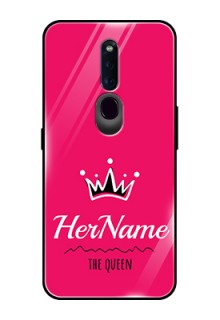 Oppo F11 Pro Glass Phone Case Queen with Name