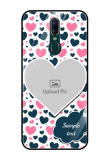 Oppo F11 Custom Glass Phone Case  - Pink & Blue Heart Design