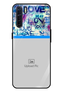 Oppo F15 Custom Glass Mobile Case  - Colorful Love Design