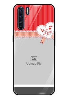 Oppo F15 Custom Glass Mobile Case  - Red Love Pattern Design