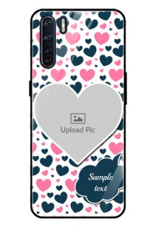 Oppo F15 Custom Glass Phone Case  - Pink & Blue Heart Design