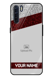 Oppo F15 Personalized Glass Phone Case  - Image Holder with Glitter Strip Design