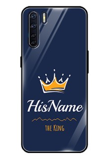 Oppo F15 Glass Phone Case King with Name