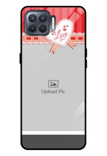 Oppo F17 Pro Custom Glass Mobile Case  - Red Love Pattern Design