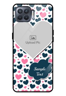 Oppo F17 Pro Custom Glass Phone Case  - Pink & Blue Heart Design