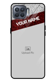 Oppo F17 Pro Personalized Glass Phone Case  - Image Holder with Glitter Strip Design