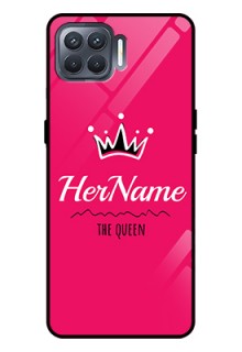 Oppo F17 Pro Glass Phone Case Queen with Name