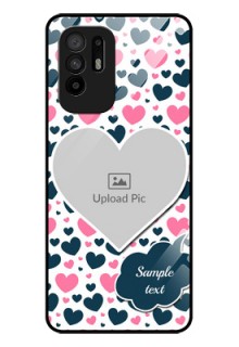 Oppo F19 Pro Plus 5G Custom Glass Phone Case - Pink & Blue Heart Design