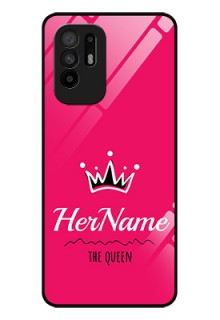 Oppo F19 Pro Plus 5G Glass Phone Case Queen with Name