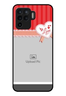 Oppo F19 Pro Custom Glass Mobile Case - Red Love Pattern Design
