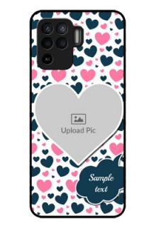 Oppo F19 Pro Custom Glass Phone Case - Pink & Blue Heart Design