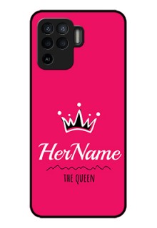 Oppo F19 Pro Glass Phone Case Queen with Name